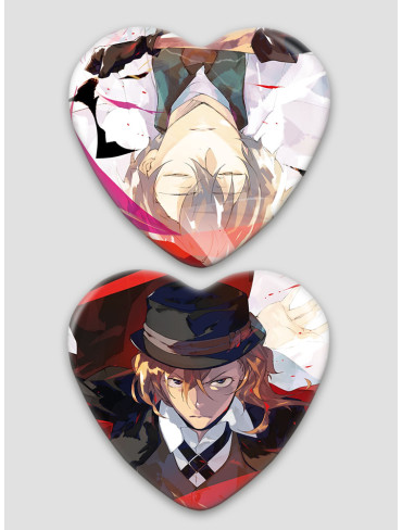 Парні значки серця Літературні генії Бродячі Пси (Bungou Stray Dogs)