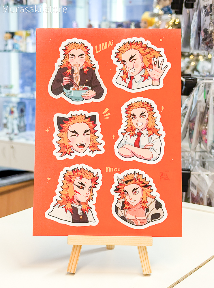 Авторський стікерпак А6 Ренгоку (Kimetsu no Yaiba) / Ukifuwa