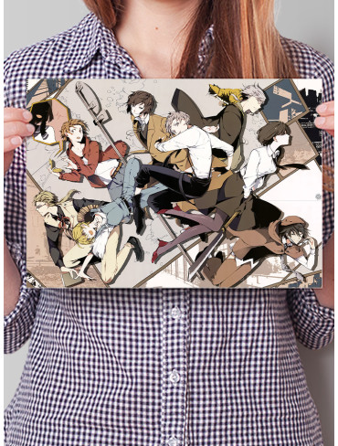 Плакат А4 Літературні генії Бродячі Пси (Bungou Stray Dogs)