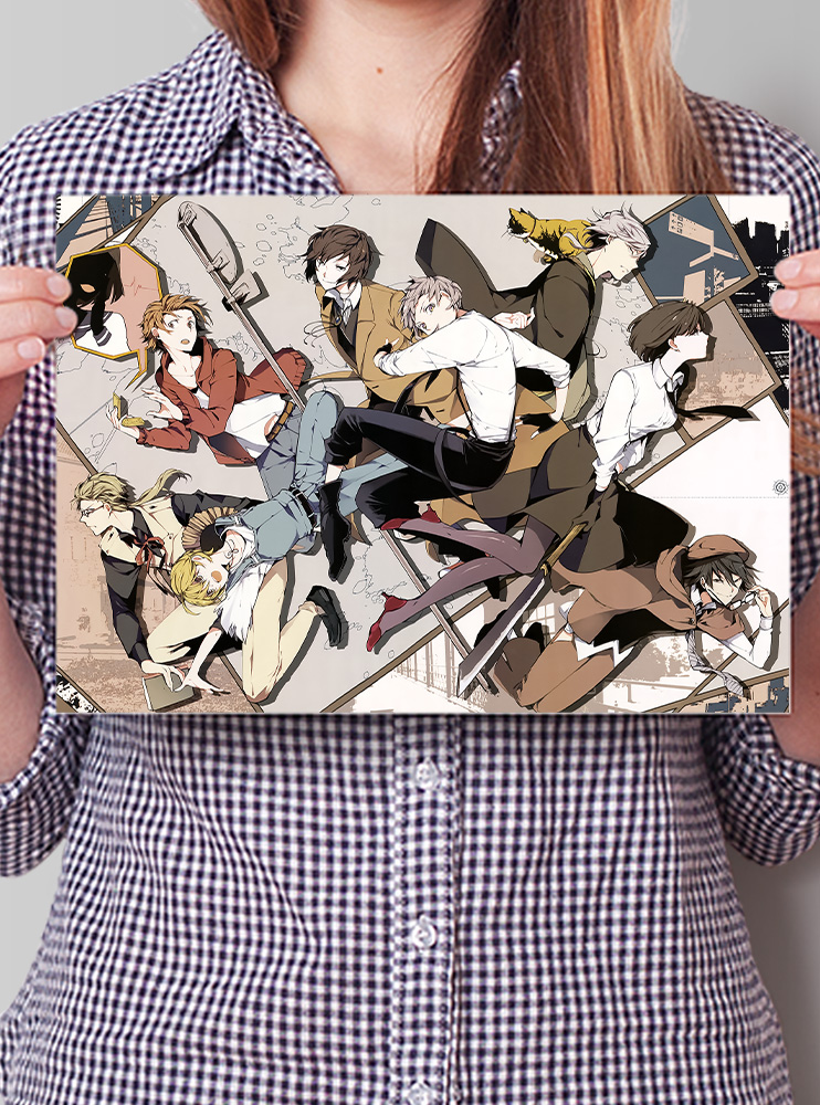Плакат А4 Літературні генії Бродячі Пси (Bungou Stray Dogs)