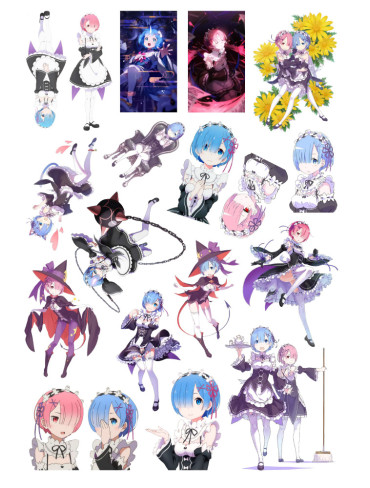 Стікерпак А4 Рем та Рам (Re:Zero)